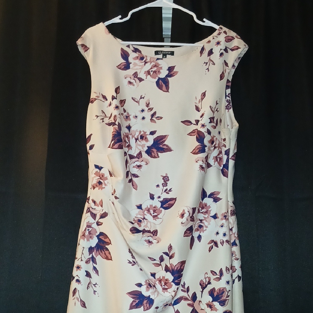 Glamour Pink and Purple Sheath Midi Dress Bateau Neckline